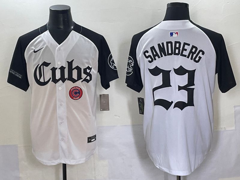 Men 2025 Chicago Cubs #23 Sandberg White black Five generations Joint Name Nike MLB Jersey style 62313->atlanta braves->MLB Jersey